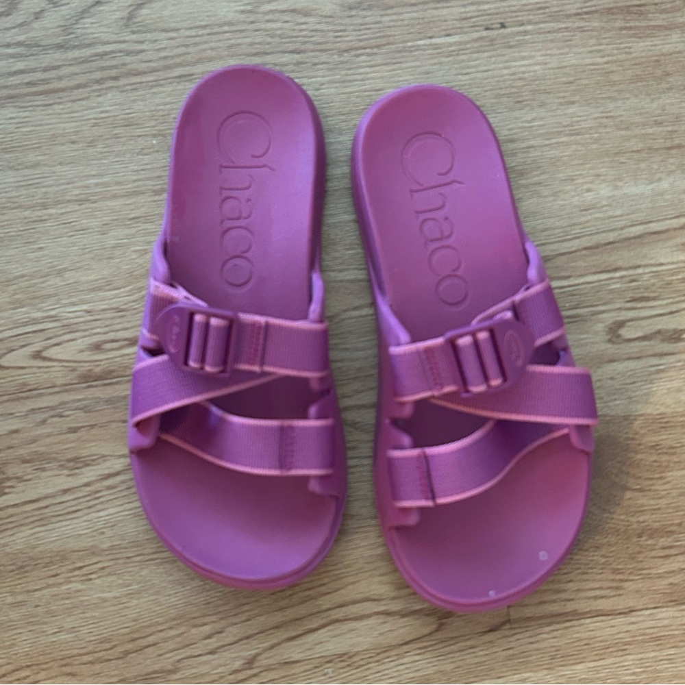 Pink and Purple Chacos Size 8